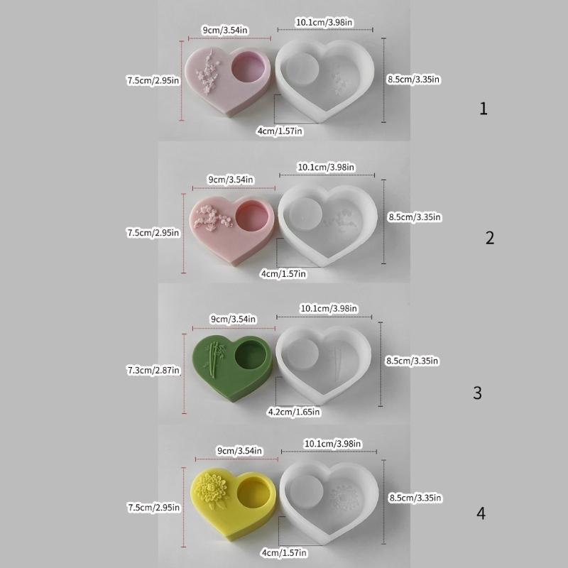 Epoxy Candlestick Silicone Mold Candle Base Mould Heart Shaped Candle Holder Molds Ornaments Home Decorations Mould