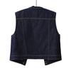 Rounded-neck Women's Denim Vest with Fringes, Short Blazer, Casual and Retro Fitted Sleeveless Pullover