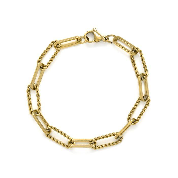 Bracelet - LUXENTER - Emga - Acier hypoallergénique - Plaqué or 18K - 19 cm