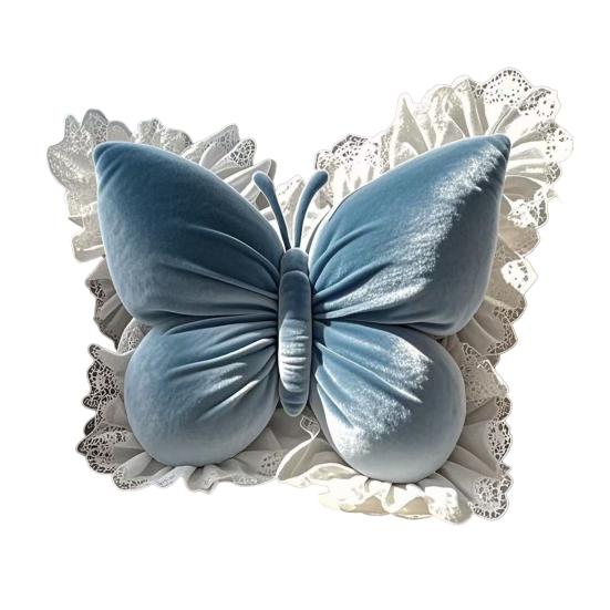Butterfly Throw Pillow Plush Butterfly Shaped Pillow with Lace Edge Decorative Cute Stuffed Hugging