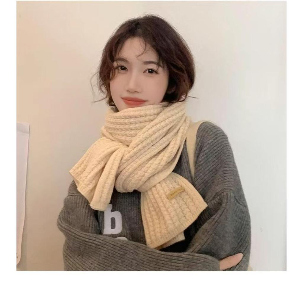 Knitted Scarf with Yarn for Women, Autumn and Winter, Korean Version, Thickened and Warm Shawl Style Scarf