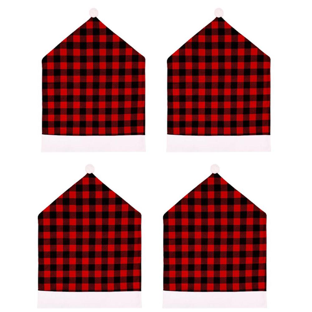 Christmas Buffalo Plaid Chair Back Covers Protective Fabric Covers for Dining Chairs Suitable for Home and Restaurant