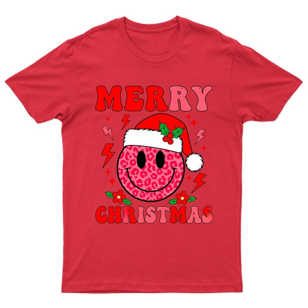 

Merry Christmas Smiley Face TShirt Unisex Gift Retro Funny Womens Vintage Unisex T-Shirt XXXXL