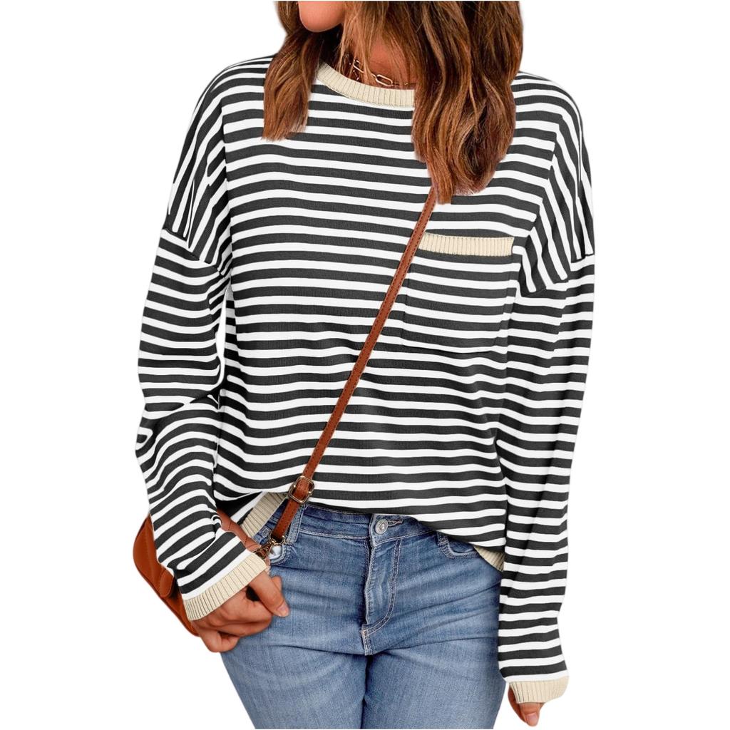 Women's Striped Fashion Long-sleeved Top