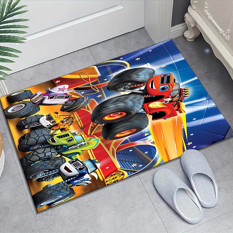 1pc Blaze and the Monster Machines (4) Design Area Rug - Non-Slip, Soft & Cozy Floor Mat for Living Room, Bedroom, Office - Indoor/Outdoor Decorative