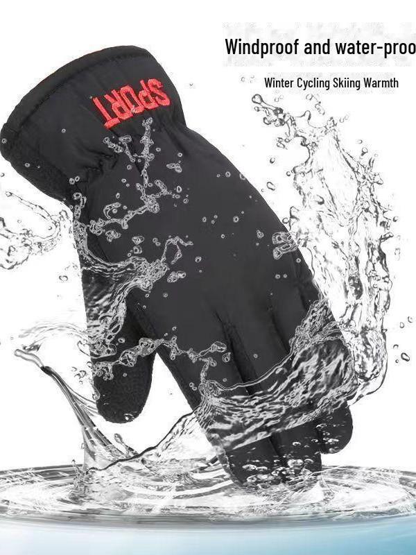 Camouflage Winter-Fahrradhandschuhe für Herren - Verdickt, Warm, Wasserdicht, Mit Samt