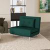 Single Bed Armchair 3 in 1, Reclining Armchair with 3 Levels with Velvet Covering and Cushion, 100x88x83cm, Dark Green