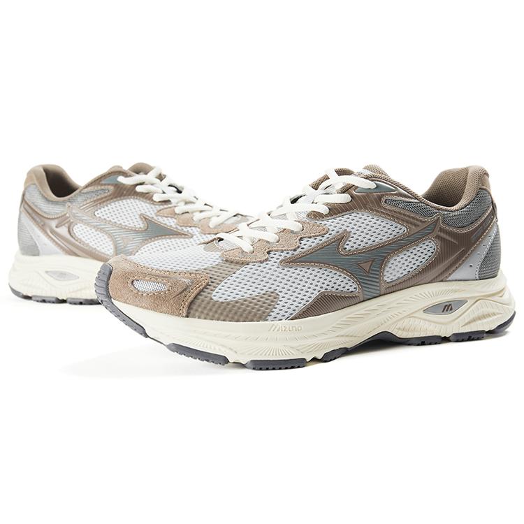 Mizuno Racer S Cushioning Slip Resistant Abrasion Resistant Breathable Low top Training Running Shoes Unisex Gray White D1GH223516