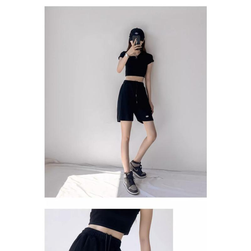 Lockere, gerade Sport-Waffel-Shorts mit mittlerem Bein, Sommer-Hottie, hoch taillierte, lässige Viertelhose mit weitem Bein