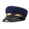 Cotton Sailor Cap Gold Band Flat Top Beret Vintage Captain Hat  For Men Women