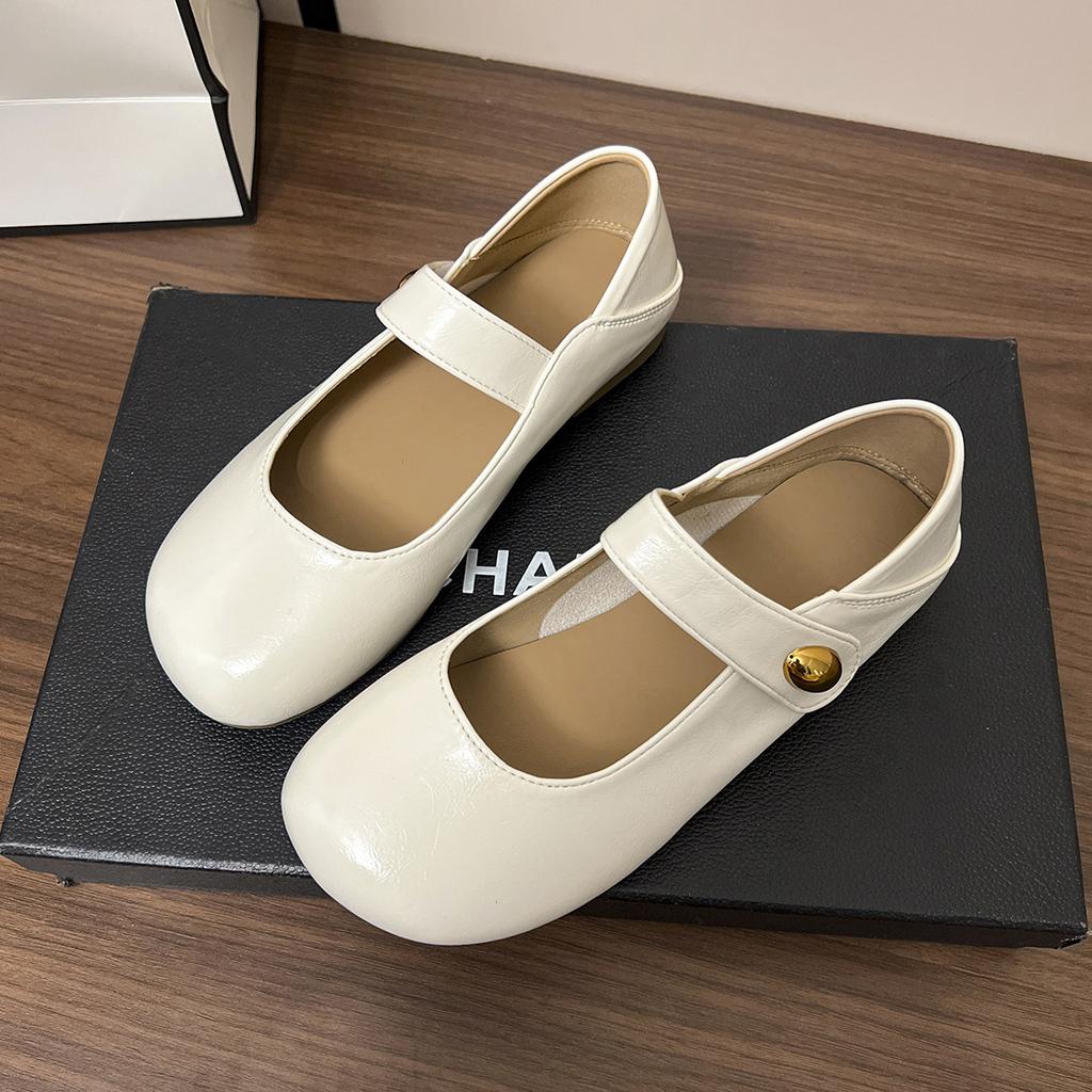 French Silver Mary Jane Shoes Women's 2025 Autumn New Models with Skirts, Evening Small Leather Shoes, Soft-soled Flat-soled Single Shoes