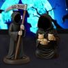Emotional Support Grim Reaper Figurine, Exhausted Grim Reaper Statue with Card, Gothic Black Robe Mystery Figurine Desk Decor
