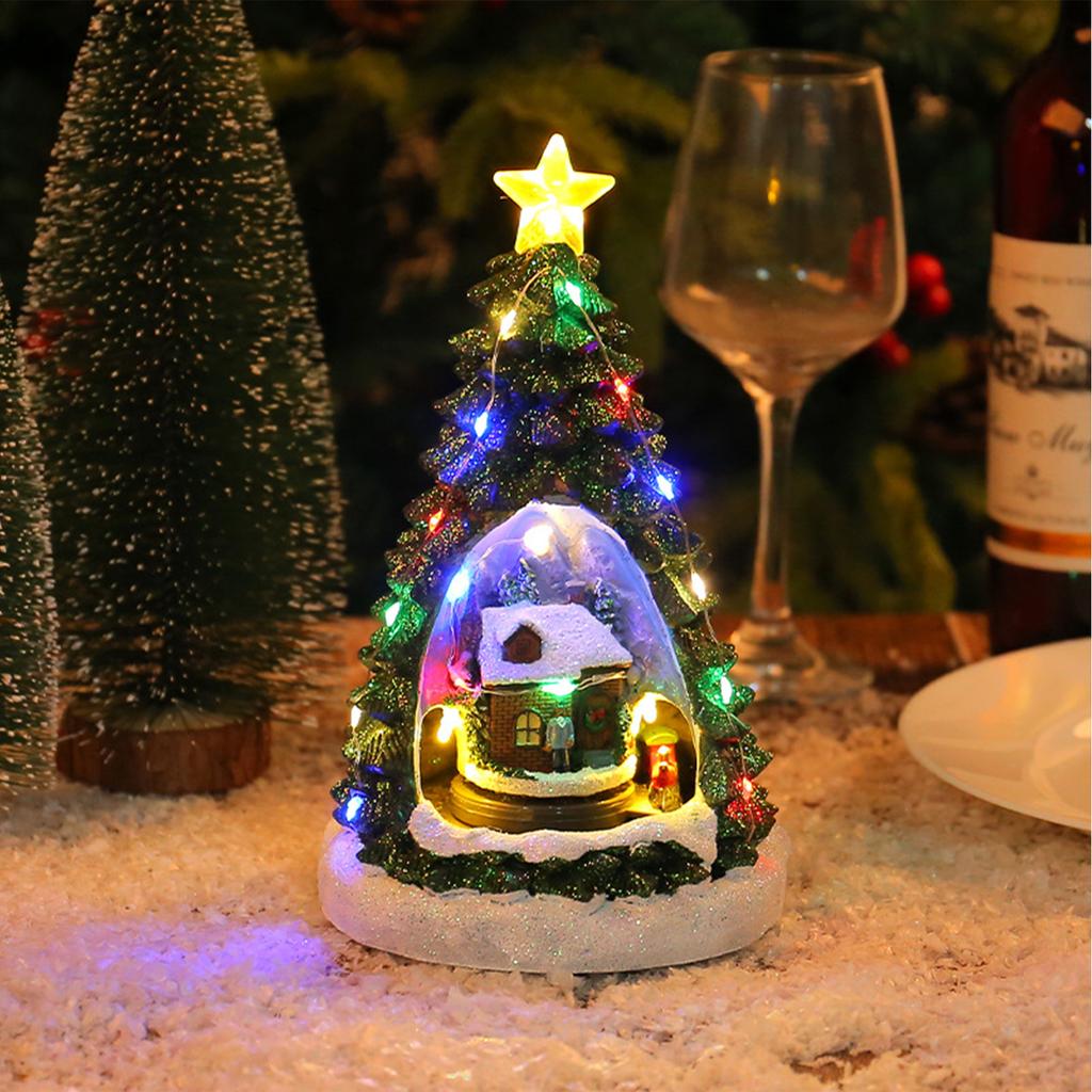 Music Box Mini Christmas Tree Music Box Cottage Glowing Night Light Musical Box Restaurant Bar