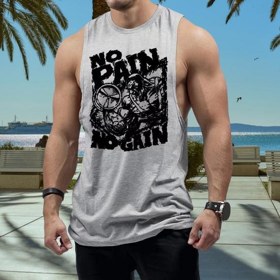 Men Summer Vest O-Neck Sleeveless Wide Shoulder Basketball T-Shirt Loose Fit Printing Casual Running Tops Daily Wear
