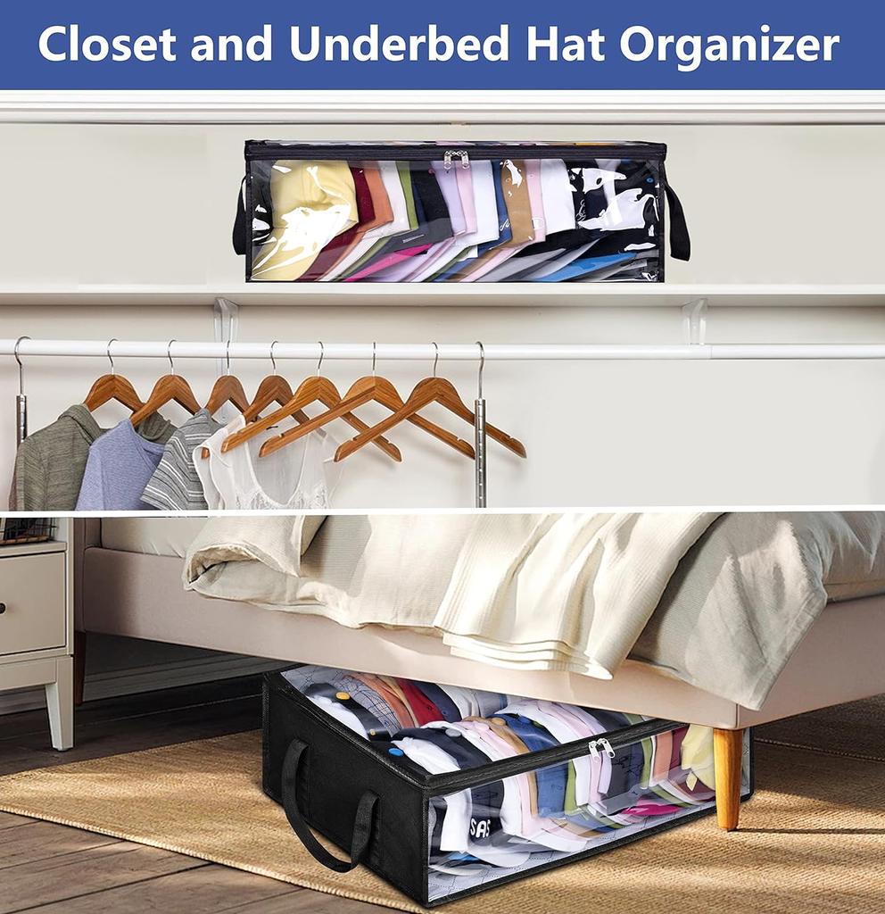 Large Capacity Hat Organizer Cap Holder Black Non Woven Hats Clothes Foldable Storage Hanging Bags Storage Boxes Hangers