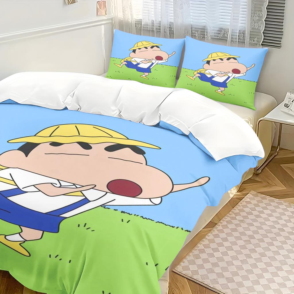 Påslakan Crayon Shin-chan Tecknad Japanska serier Hem Tryckt Kuddfodral Set Vuxen Sovrum Barn Täcke Sängkläder