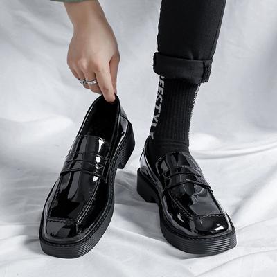 Men Business Casual Patent Leather Loafers Shoes Male Harajuku Korean Streetwear Vintage Wedding Dress Leather Shoes