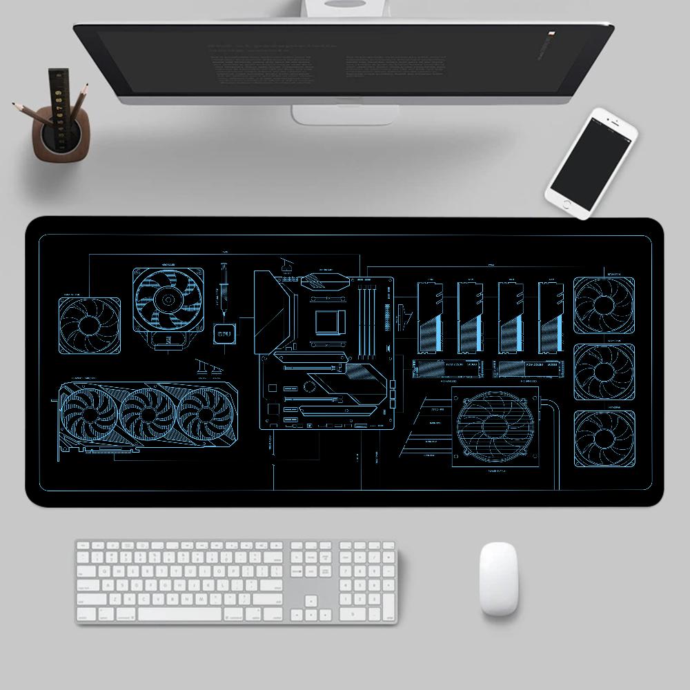 Larger Mousepad CPU Artistic line design Style Gaming Keyboard Computer 600x1200mm Desk Mat Accessories Game Mause Ped Office