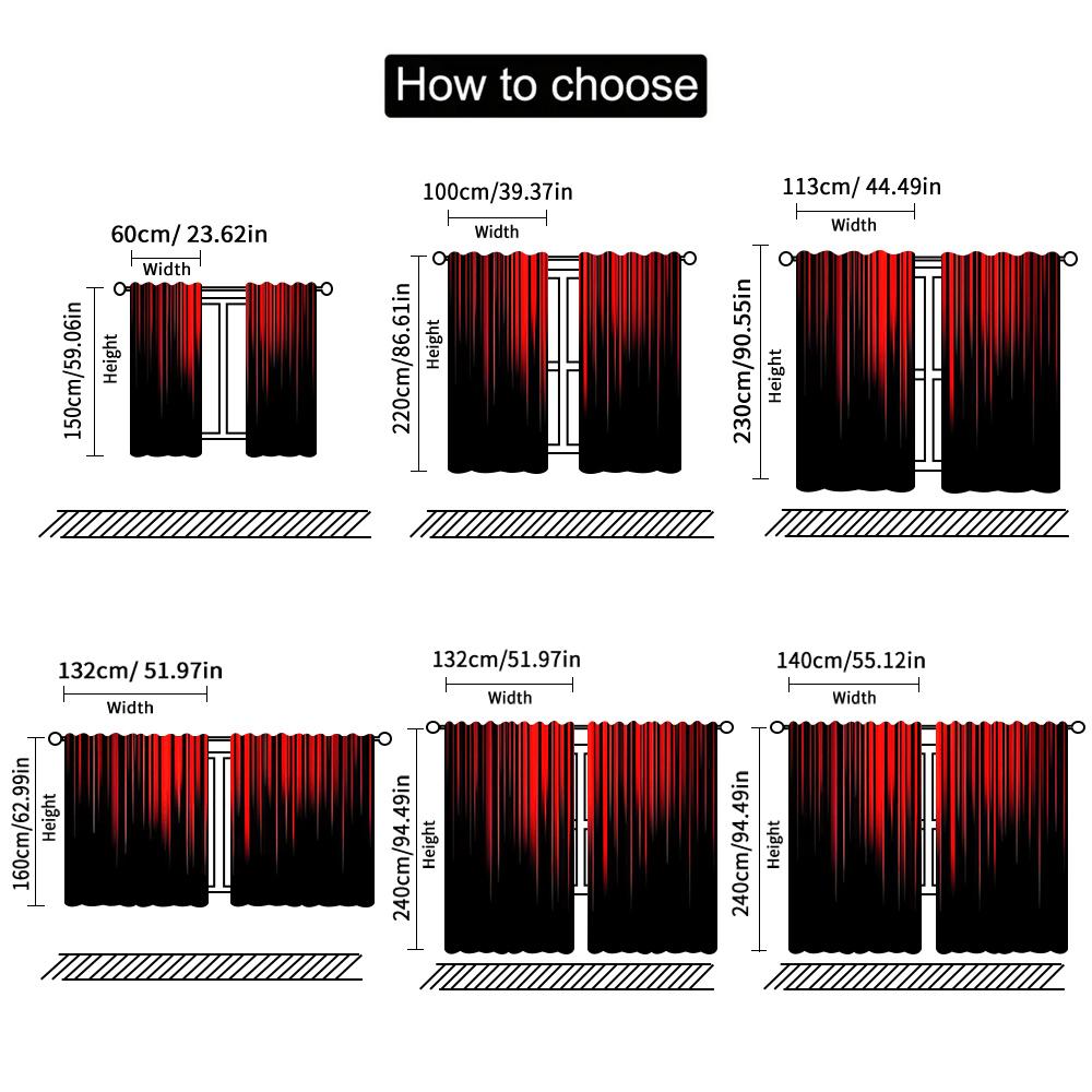 2 Stück   Frühling Sommer Vorhänge Rot schwarz Farbverlauf Streifen Kunst Digitaldruck Gardinen Langlebig 100% Polyestergewebe Alle Jahreszeiten Ideal