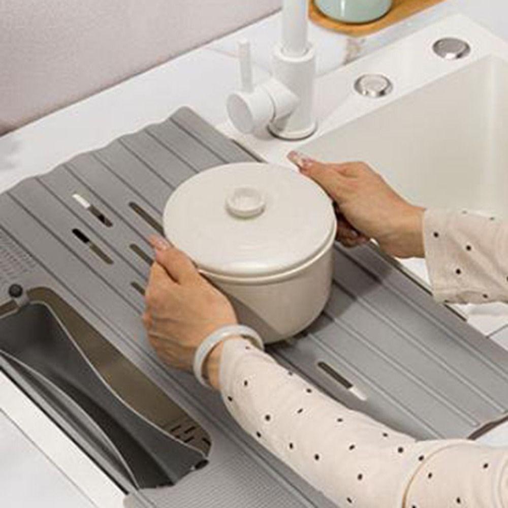 Silicone Kitchen Storage Rack Heat resistant Folding Dish Drying Rack with Pocket Space Saving Makeup Drainer Rack for Kitchen