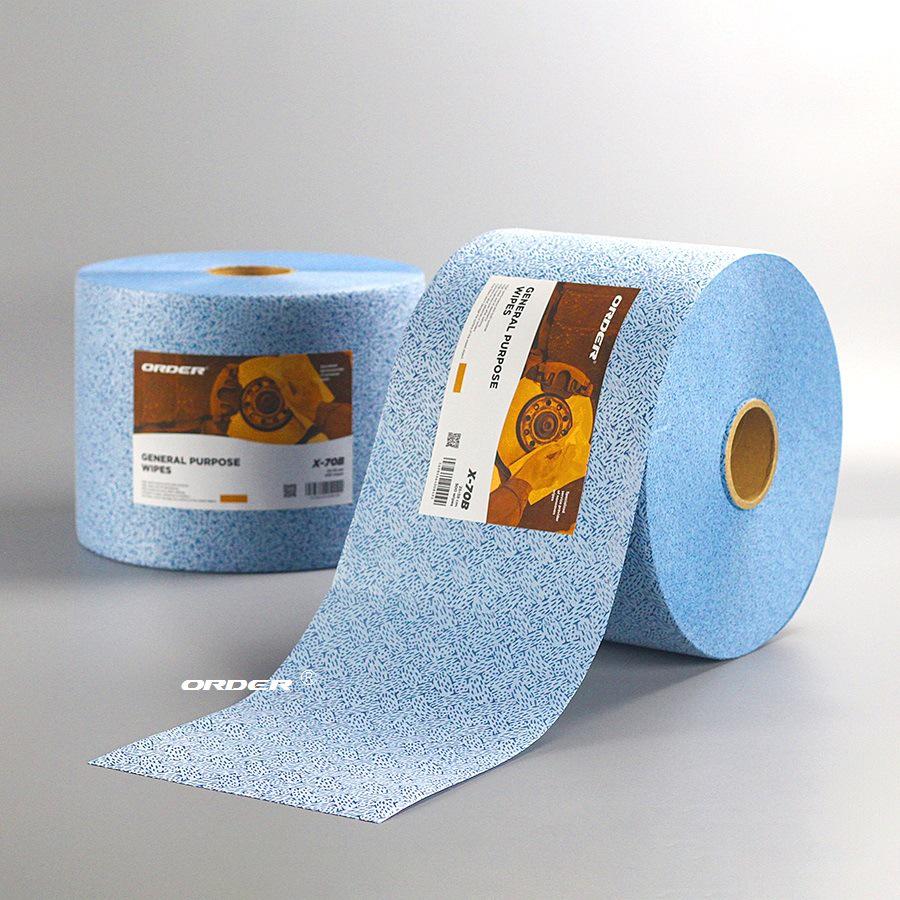 Heavy Oil Absorbent Industrial Wiping Cloth - Wood Pulp PP, Large Roll for Surface and Machine Cleaning Large roll, 1 roll per box