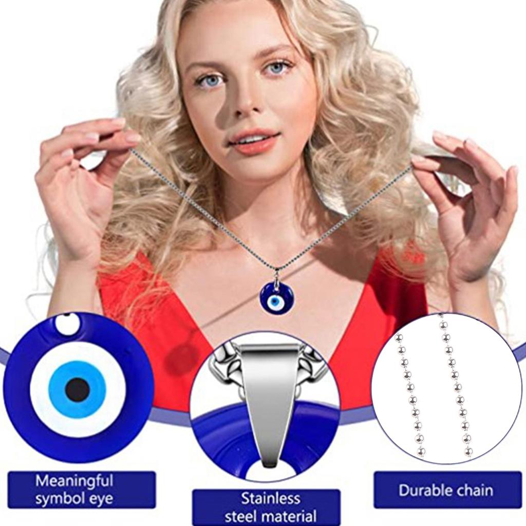 Buy Round Drop Shape Evil Eye Pendant Necklace Alloy Silver Chain