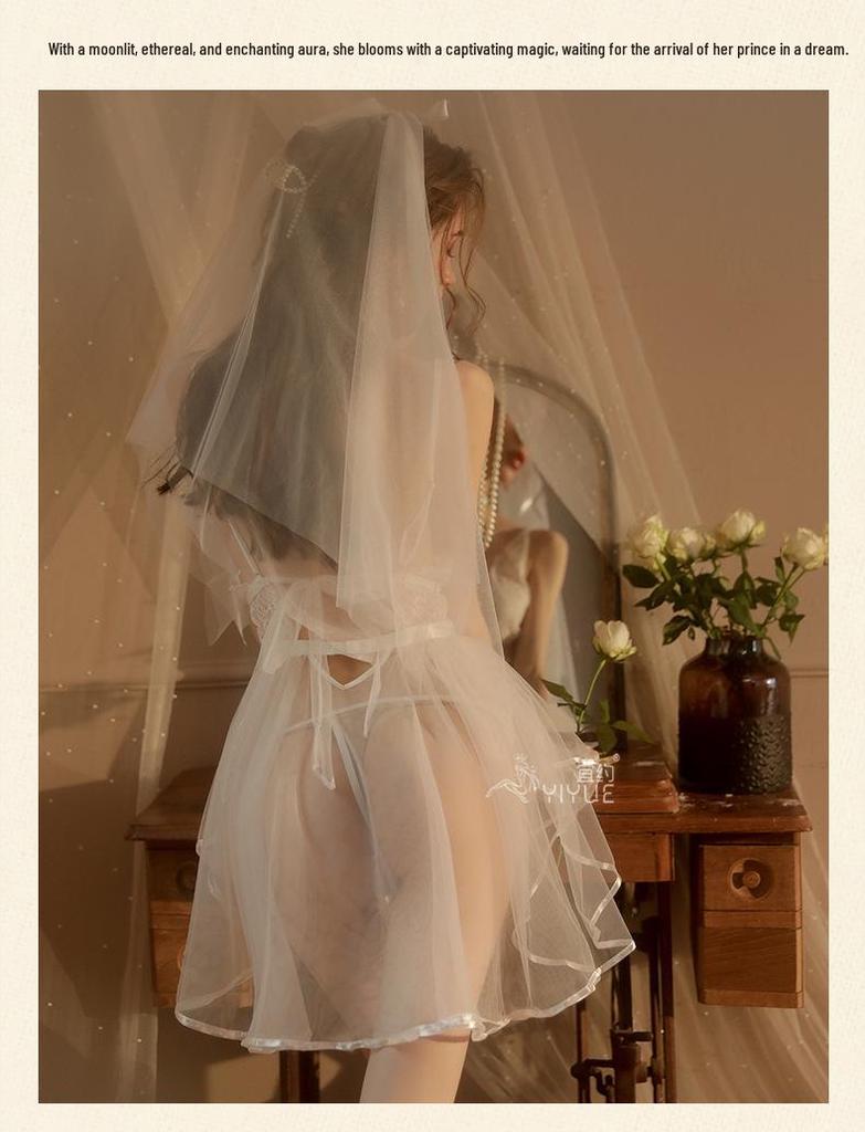 Yi Yue Lace Bridal Lingerie Set - Sexy See-through Wedding Dress Uniform