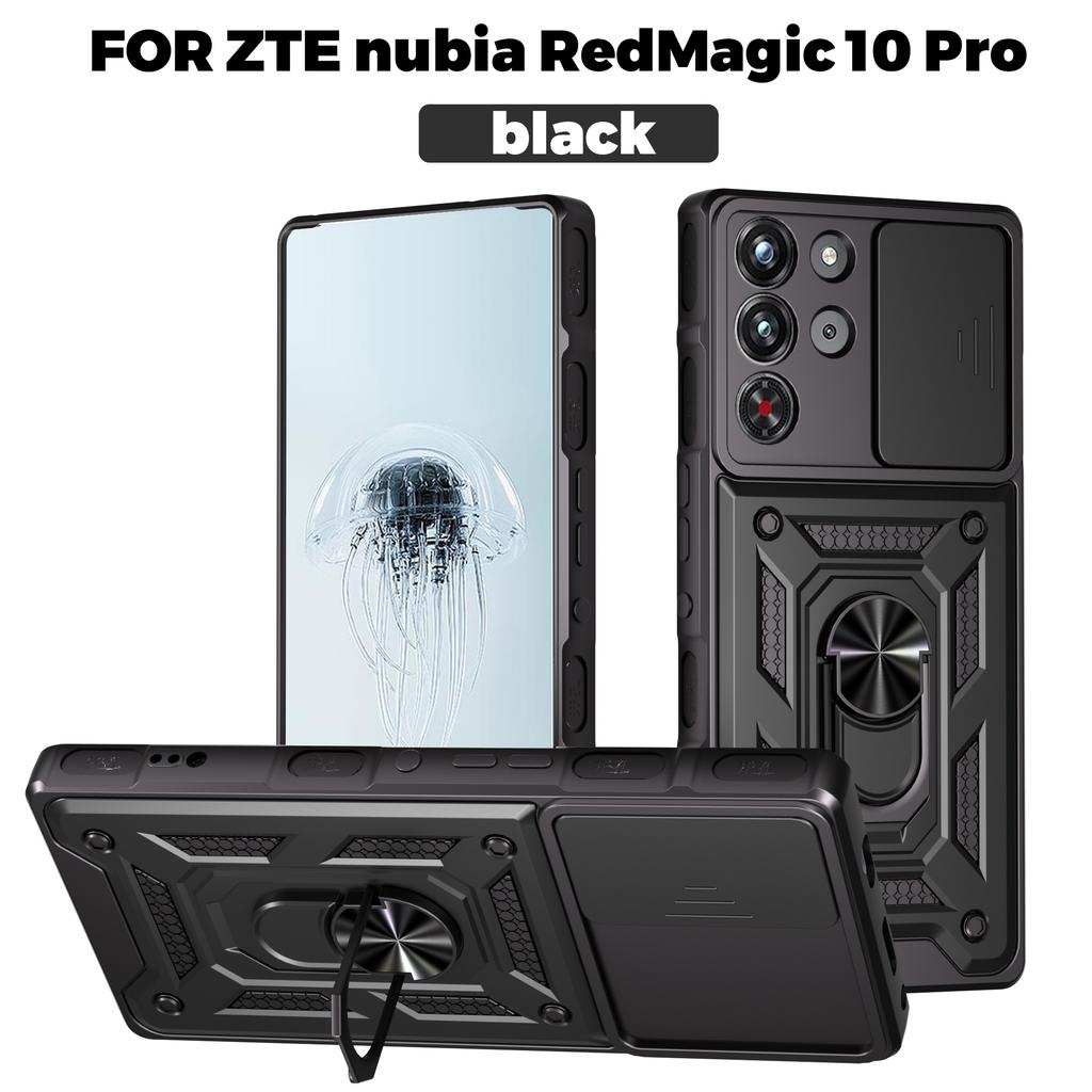 Funda for ZTE Redmagic 10 Pro Case Slide Camera Ring Stand Protection Cover for ZTE Red Magic 10 Pro Plus + Shockproof Capa