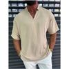 Men’s Short Sleeve V Neck Casual Loose Fit Shirt Lightweight Fabric Pullover Top for Everyday Wear