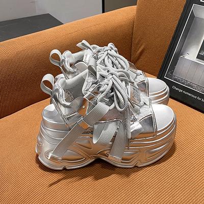 Fashion New High Platform Sandals Woman Summer Mesh Chunky Sneakers Female Wedges Slippers For Women Peep Toe Sandalia Feminina 8.5CM