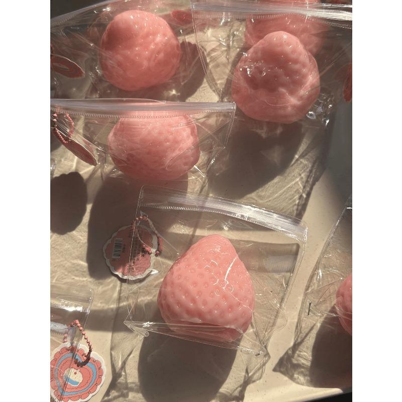 1pc Jelly Cat Squishy Toys Soft Q Elasticity Is Not Sticky Sensory Fidget Squishy Taba Squish Oil-Shine Large Strawberry Squishy Toy