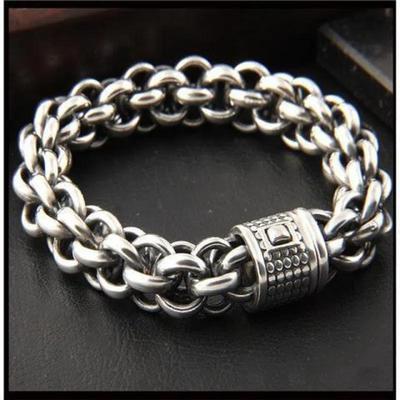 Coarse and Trendy Silver Color Jewelry Men's Thick Bracelet, Domineering and Retro Fashion