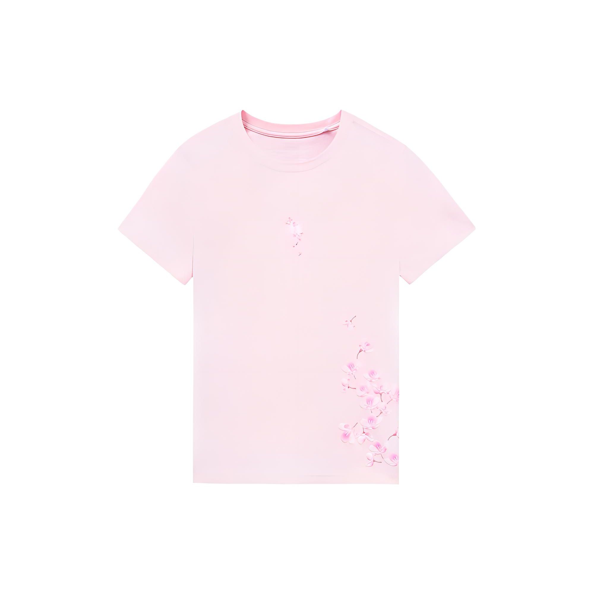 

Футболка с коротким рукавом Li Ning Sakura Series, повседневная, дышащая, с принтом сакуры, женская, розовая, AHSS914-2 M