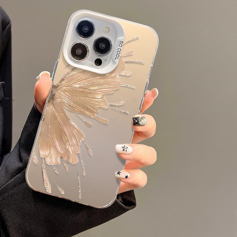 

Подходит для Apple 15 Чехол для мобильного телефона iPhone 13/14Promax Высококачественная серебряная фольга Бабочка 11/12 Цветной серебристый матовый iphone 15 plus