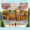 moin moin Dollhouse Miniature DIY Kit Set [Japanese Instructions Included] World Traveling Cat in Trinket Box | LED Light + Display Stand/Paris Walk