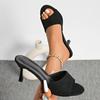 Sandales Stiletto Velours à Talons Hauts à Bride Unique pour Femmes - Grande Taille - Été 2026