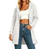 Cardigan da donna casual alla moda con cappuccio, chiusura lampo, manica lunga, vestibilità ampia con spacchi laterali