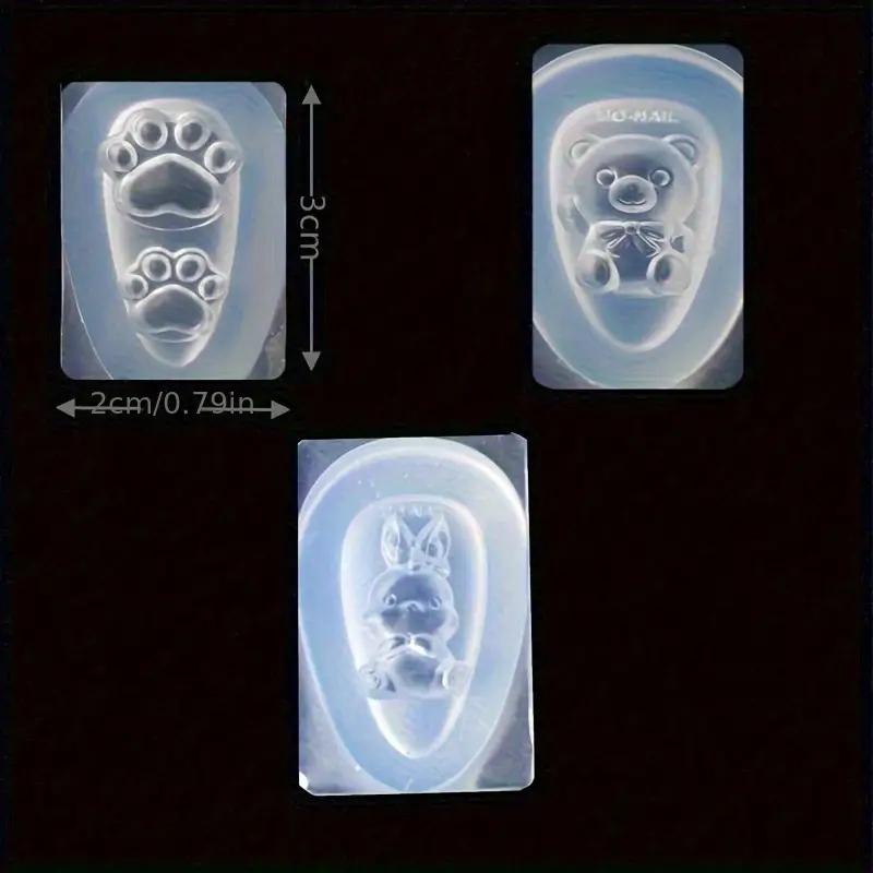 1Pcs 3D Sculpting Templates Making Silicone Mold Cute Cartoon Bears Rabbits, and Hearts Pendant Casting Silicone Mold