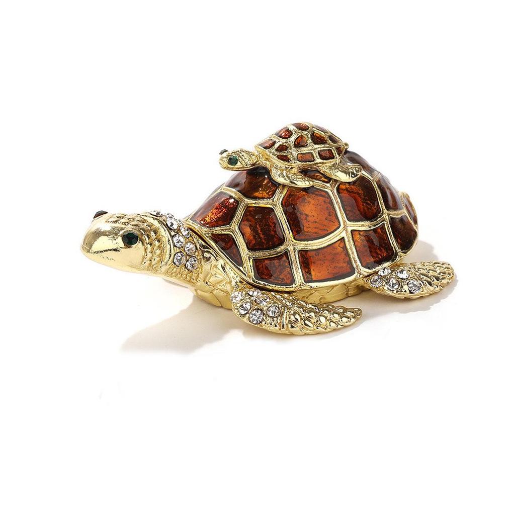 Stylish Metal Turtle Jewelry Box with Diamond Accents - Cute Unisex Home Decor.
