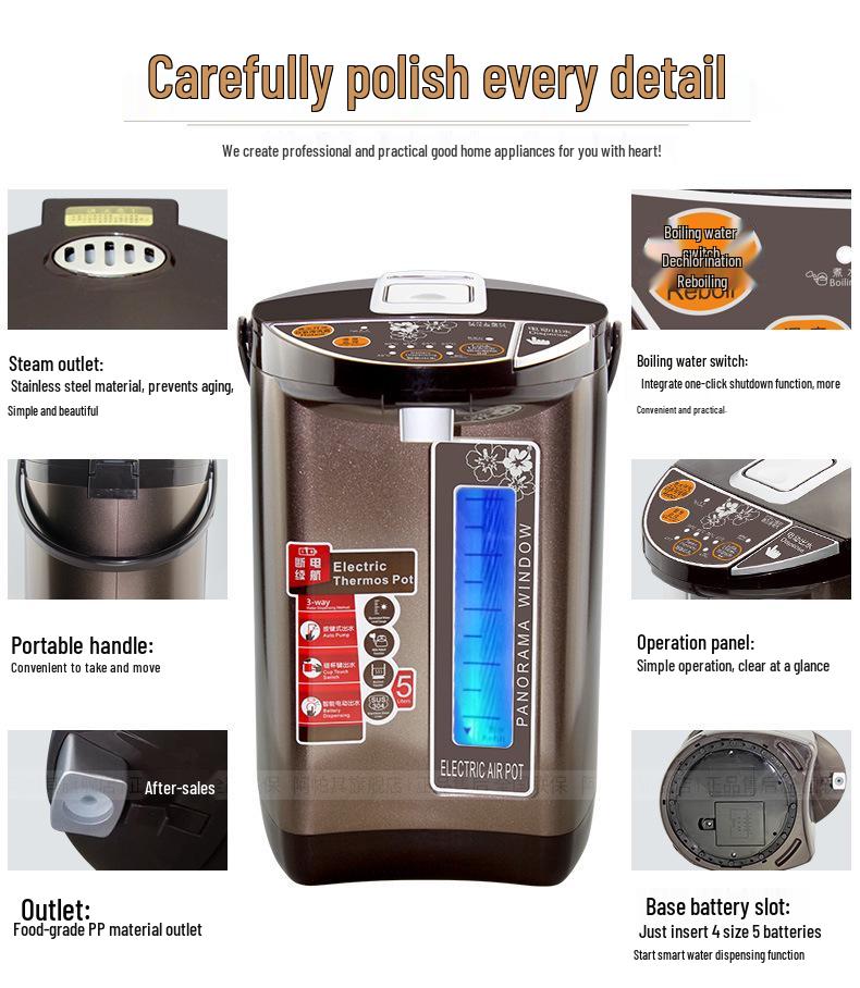 Apache AHP-5083 5L Electric Hot Water Bottle with 304 Stainless Steel Inner Pot and Insulated Constant Temperature Kettle.