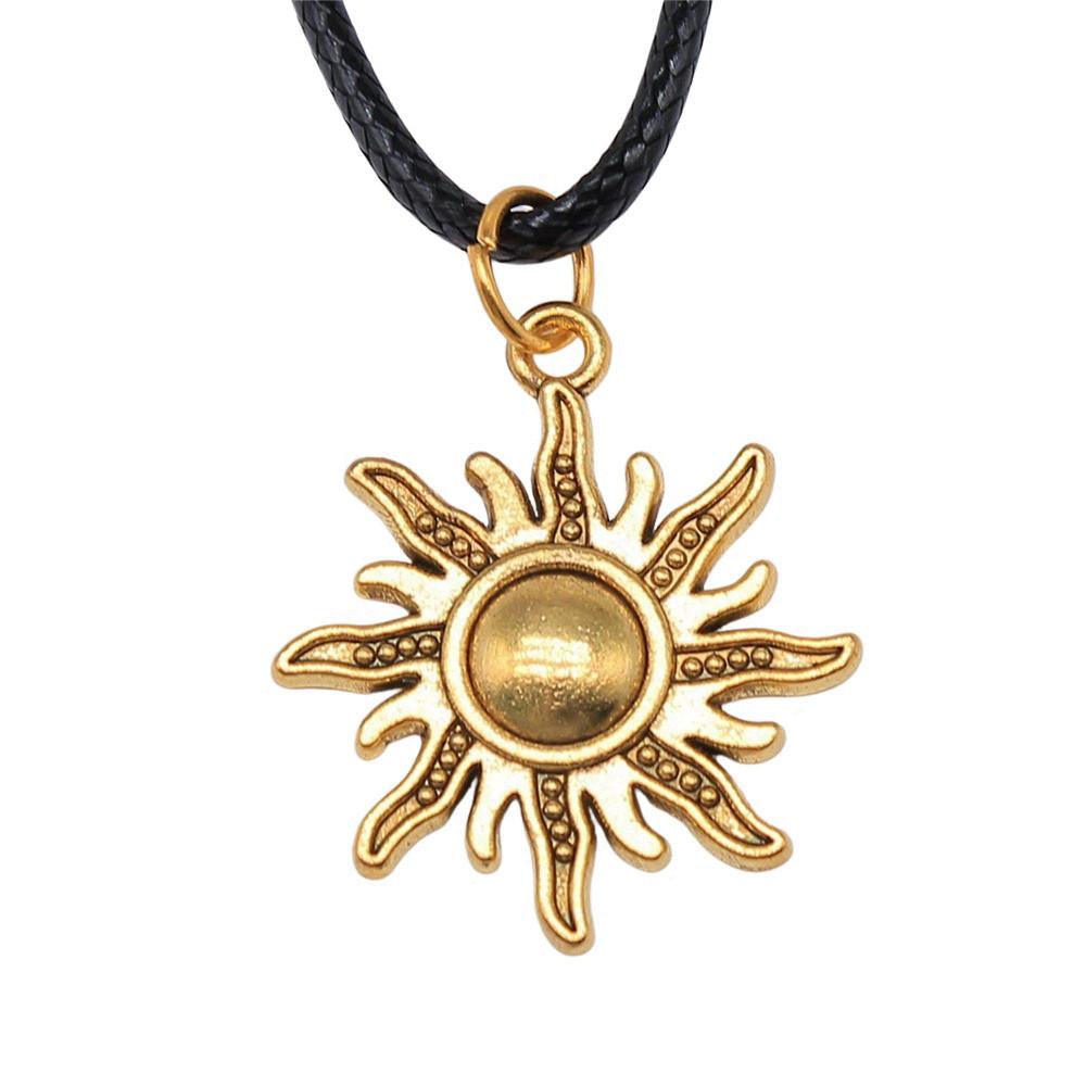 Star Pendant Necklace Vintage Minimalist Moon Sun Charms Cosmic Jewelry With 45cm Leather Chain