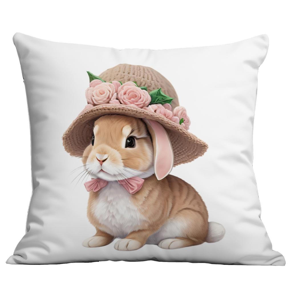 New Easter Pink Cute Rabbit Printed Pillow Cover Sofa Home Ornament Pillow Cover Premium Durable Quality Useful
