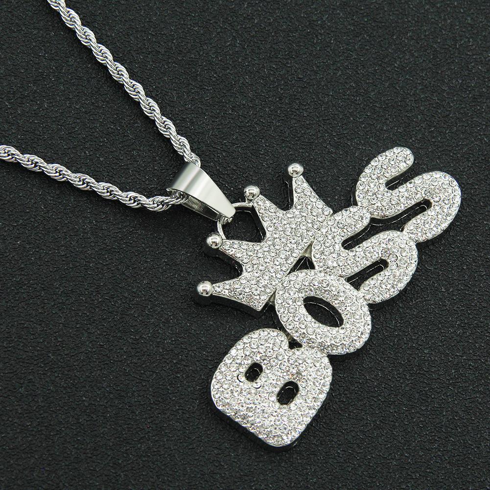 European & American Hip Hop Crown Letter Pendant Necklace - Trendy, Exaggerated Long Style Accessory