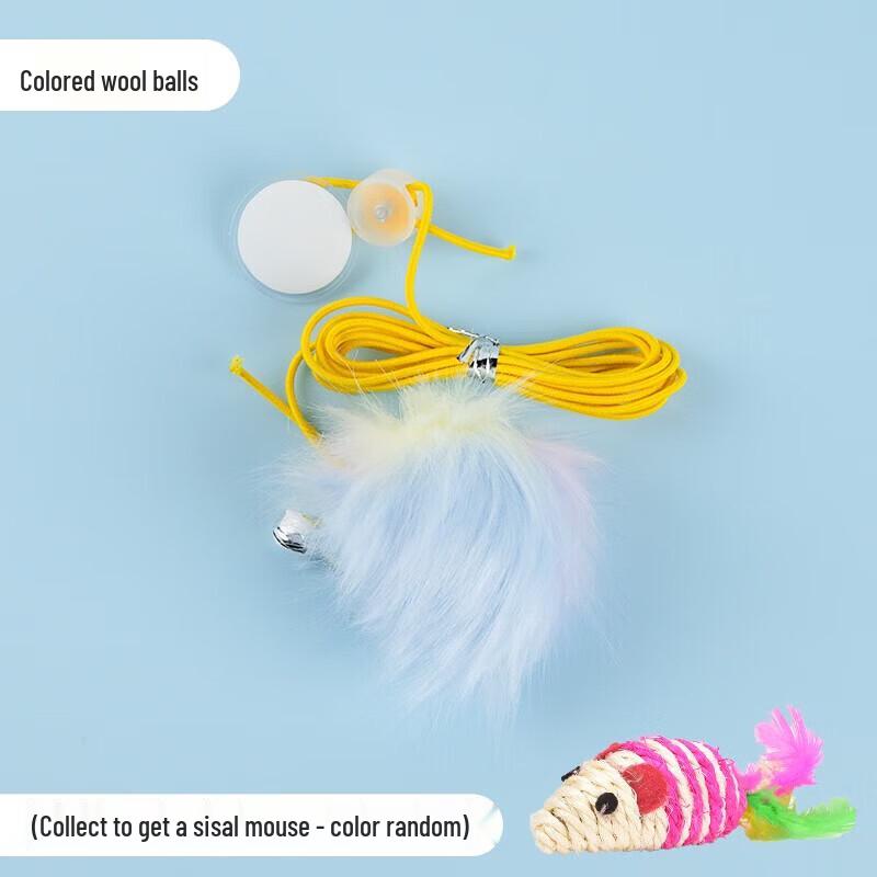 YOUNGER PET Ret retractable Cat Wand Toy with Bell and Pom-Poms