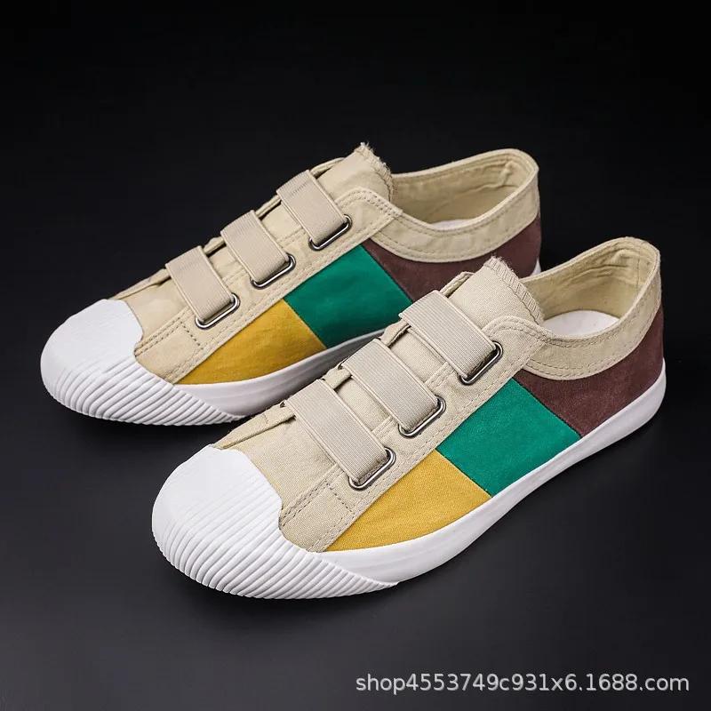 Autumn new Men's Shoes Color Matching Casual Shoe Breathable fashion Outdoor antiskid Flat footwear Soft Bottom Vulcanized shoes