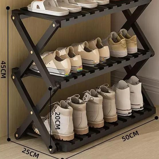 

WTEMPO No Installation Required Folding Shoe Rack Dust-proof Simple Door Household Floor-standing Multi-layer Small Dormitory Storage Rack 3-layer чёрный