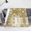 Golden Glitter Snowflake Print Flannel Blanket Bokeh Light Soft Warm Throw Blanket Sofa Bed Winter Christmas Home Decor Gift ****
