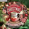 2D Flat 1pc Christmas Hot Drinks Wooden Sign Decoration, Round Embossed Effect Front Door Wall Decoration, Suitable for Home Office Decoration