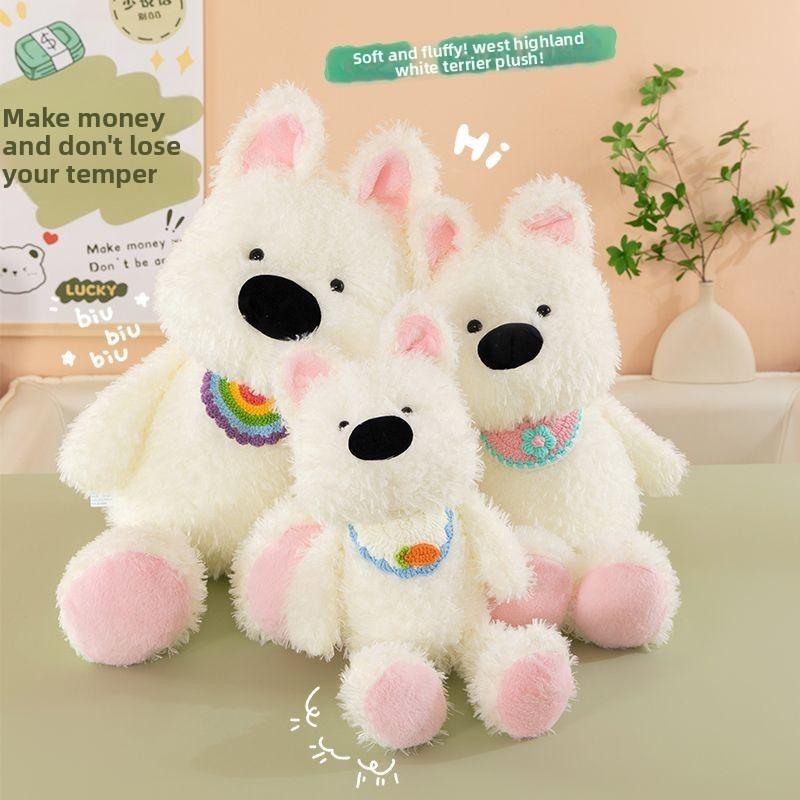 Cute West Highland Animal Plush Doll With Scarf For Kids Room Decor And Play