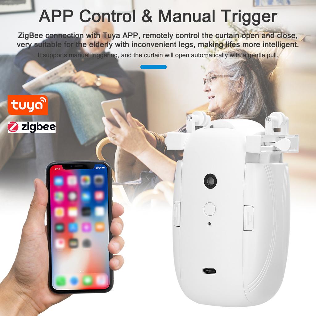 1PC Tuya ZigBee 3 In 1 Intelligent Curtain Motor Electric Curtain Robot Automatic Opener No Wiring Support APP Remote